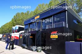 Pirelli motorhome in the paddock. 16.04.2021. Formula 1 World Championship, Rd 2, Emilia Romagna Grand Prix, Imola, Italy, Practice Day.