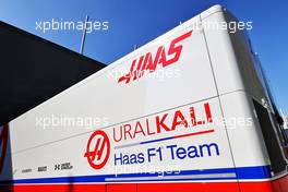 Haas F1 Team trucks in the paddock. 16.04.2021. Formula 1 World Championship, Rd 2, Emilia Romagna Grand Prix, Imola, Italy, Practice Day.