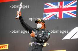 Lewis Hamilton (GBR) Mercedes AMG F1 celebrates his second position on the podium. 18.04.2021. Formula 1 World Championship, Rd 2, Emilia Romagna Grand Prix, Imola, Italy, Race Day.