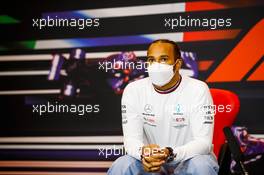 Lewis Hamilton (GBR) Mercedes AMG F1 in the post race FIA Press Conference. 18.04.2021. Formula 1 World Championship, Rd 2, Emilia Romagna Grand Prix, Imola, Italy, Race Day.