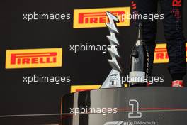 1st place Max Verstappen (NLD) Red Bull Racing RB16B with the trophy. 18.04.2021. Formula 1 World Championship, Rd 2, Emilia Romagna Grand Prix, Imola, Italy, Race Day. champagne