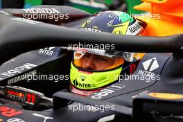 Sergio Perez (MEX) Red Bull Racing RB16B in the pits while the race is stopped. 18.04.2021. Formula 1 World Championship, Rd 2, Emilia Romagna Grand Prix, Imola, Italy, Race Day.