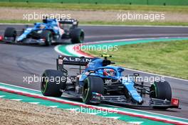 Esteban Ocon (FRA) Alpine F1 Team A521 leads team mate Fernando Alonso (ESP) Alpine F1 Team A521. 18.04.2021. Formula 1 World Championship, Rd 2, Emilia Romagna Grand Prix, Imola, Italy, Race Day.
