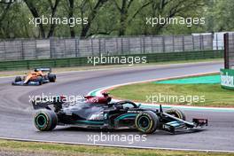 Lewis Hamilton (GBR) Mercedes AMG F1 W12 reverses back onto the circuit at Tosa. 18.04.2021. Formula 1 World Championship, Rd 2, Emilia Romagna Grand Prix, Imola, Italy, Race Day.