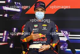Sergio Perez (MEX) Red Bull Racing in the post qualifying FIA Press Conference. 17.04.2021. Formula 1 World Championship, Rd 2, Emilia Romagna Grand Prix, Imola, Italy, Qualifying Day.