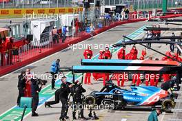 Alpine F1 Team A521 in the pits. 17.04.2021. Formula 1 World Championship, Rd 2, Emilia Romagna Grand Prix, Imola, Italy, Qualifying Day.