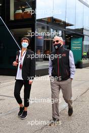 (L to R): Ellie Norman, F1 Director of Marketing and Communications with Greg Maffei (USA) Liberty Media Corporation President and Chief Executive Officer. 18.04.2021. Formula 1 World Championship, Rd 2, Emilia Romagna Grand Prix, Imola, Italy, Race Day.