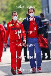 (L to R): Jonathan Giacobazzi, Ferrari Executive Race Manager with John Elkann (ITA) FIAT Chrysler Automobiles Chairman. 18.04.2021. Formula 1 World Championship, Rd 2, Emilia Romagna Grand Prix, Imola, Italy, Race Day.