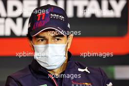 Sergio Perez (MEX) Red Bull Racing in the FIA Press Conference. 15.04.2021. Formula 1 World Championship, Rd 2, Emilia Romagna Grand Prix, Imola, Italy, Preparation Day.