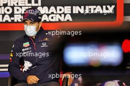 Sergio Perez (MEX) Red Bull Racing in the FIA Press Conference. 15.04.2021. Formula 1 World Championship, Rd 2, Emilia Romagna Grand Prix, Imola, Italy, Preparation Day.
