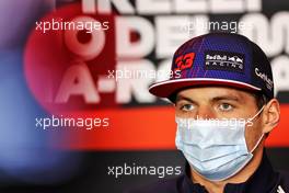 Max Verstappen (NLD) Red Bull Racing in the FIA Press Conference. 15.04.2021. Formula 1 World Championship, Rd 2, Emilia Romagna Grand Prix, Imola, Italy, Preparation Day.