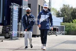 (L to R): Yuki Tsunoda (JPN) AlphaTauri with team mate Pierre Gasly (FRA) AlphaTauri. 15.04.2021. Formula 1 World Championship, Rd 2, Emilia Romagna Grand Prix, Imola, Italy, Preparation Day.