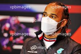 Lewis Hamilton (GBR) Mercedes AMG F1 in the FIA Press Conference. 15.04.2021. Formula 1 World Championship, Rd 2, Emilia Romagna Grand Prix, Imola, Italy, Preparation Day.