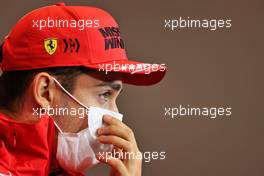 Charles Leclerc (MON) Ferrari in the FIA Press Conference. 15.04.2021. Formula 1 World Championship, Rd 2, Emilia Romagna Grand Prix, Imola, Italy, Preparation Day.