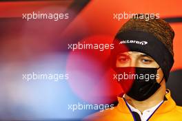 Lando Norris (GBR) McLaren in the FIA Press Conference. 15.04.2021. Formula 1 World Championship, Rd 2, Emilia Romagna Grand Prix, Imola, Italy, Preparation Day.