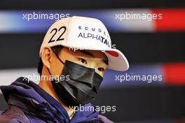 Yuki Tsunoda (JPN) AlphaTauri in the FIA Press Conference. 15.04.2021. Formula 1 World Championship, Rd 2, Emilia Romagna Grand Prix, Imola, Italy, Preparation Day.