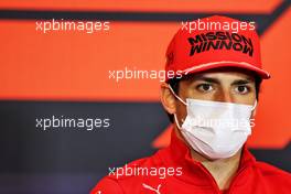 Carlos Sainz Jr (ESP) Ferrari in the FIA Press Conference. 15.04.2021. Formula 1 World Championship, Rd 2, Emilia Romagna Grand Prix, Imola, Italy, Preparation Day.