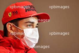 Charles Leclerc (MON) Ferrari in the FIA Press Conference. 15.04.2021. Formula 1 World Championship, Rd 2, Emilia Romagna Grand Prix, Imola, Italy, Preparation Day.