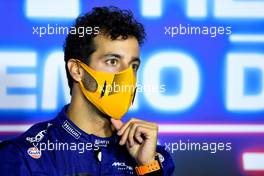 Daniel Ricciardo (AUS) McLaren in the post race FIA Press Conference. 12.09.2021. Formula 1 World Championship, Rd 14, Italian Grand Prix, Monza, Italy, Race Day.