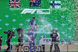 The podium: Lando Norris (GBR) McLaren, second; Daniel Ricciardo (AUS) McLaren, race winner; Valtteri Bottas (FIN) Mercedes AMG F1, third; Zak Brown (USA) McLaren Executive Director. 12.09.2021. Formula 1 World Championship, Rd 14, Italian Grand Prix, Monza, Italy, Race Day.