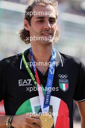 Gianmarco Tamberi (ITA) Olympic High Jump Champion on the grid. 12.09.2021. Formula 1 World Championship, Rd 14, Italian Grand Prix, Monza, Italy, Race Day.