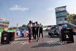 (L to R): Second placed pole sitter Max Verstappen (NLD) Red Bull Racing with first placed Sprint finisher Valtteri Bottas (FIN) Mercedes AMG F1 in parc ferme. 11.09.2021. Formula 1 World Championship, Rd 14, Italian Grand Prix, Monza, Italy, Sprint Day.