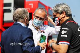 (L to R): Jean Todt (FRA) FIA President with Stefano Domenicali (ITA) Formula One President and CEO and Luca de Meo (ITA) Groupe Renault Chief Executive Officer. 12.09.2021. Formula 1 World Championship, Rd 14, Italian Grand Prix, Monza, Italy, Race Day.