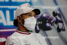 Lewis Hamilton (GBR) Mercedes AMG F1 in the FIA Press Conference. 09.09.2021. Formula 1 World Championship, Rd 14, Italian Grand Prix, Monza, Italy, Preparation Day.