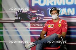 Carlos Sainz Jr (ESP) Ferrari in the FIA Press Conference. 09.09.2021. Formula 1 World Championship, Rd 14, Italian Grand Prix, Monza, Italy, Preparation Day.