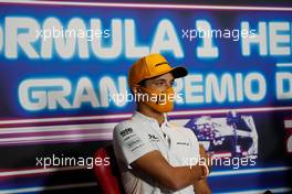 Lando Norris (GBR) McLaren in the FIA Press Conference. 09.09.2021. Formula 1 World Championship, Rd 14, Italian Grand Prix, Monza, Italy, Preparation Day.