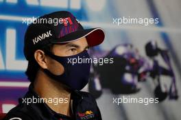 Sergio Perez (MEX) Red Bull Racing in the FIA Press Conference. 09.09.2021. Formula 1 World Championship, Rd 14, Italian Grand Prix, Monza, Italy, Preparation Day.