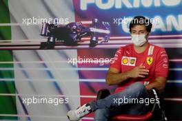 Carlos Sainz Jr (ESP) Ferrari in the FIA Press Conference. 09.09.2021. Formula 1 World Championship, Rd 14, Italian Grand Prix, Monza, Italy, Preparation Day.