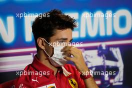 Charles Leclerc (MON) Ferrari in the FIA Press Conference. 09.09.2021. Formula 1 World Championship, Rd 14, Italian Grand Prix, Monza, Italy, Preparation Day.