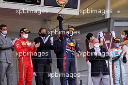 Race winner Max Verstappen (NLD) Red Bull Racing celebrates on the podium. 23.05.2021. Formula 1 World Championship, Rd 5, Monaco Grand Prix, Monte Carlo, Monaco, Race Day.
