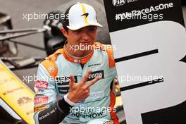 Lando Norris (GBR) McLaren celebrates his third position in parc ferme. 23.05.2021. Formula 1 World Championship, Rd 5, Monaco Grand Prix, Monte Carlo, Monaco, Race Day.