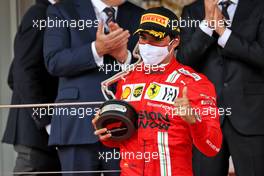 Carlos Sainz Jr (ESP) Ferrari celebrates his second position on the podium. 23.05.2021. Formula 1 World Championship, Rd 5, Monaco Grand Prix, Monte Carlo, Monaco, Race Day.