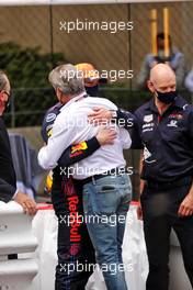 Race winner Max Verstappen (NLD) Red Bull Racing celebrates in parc ferme with David Coulthard (GBR) Red Bull Racing and Scuderia Toro Advisor / Channel 4 F1 Commentator. 23.05.2021. Formula 1 World Championship, Rd 5, Monaco Grand Prix, Monte Carlo, Monaco, Race Day.