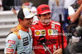 (L to R): Third plcaed Lando Norris (GBR) McLaren in parc ferme with second placed Carlos Sainz Jr (ESP) Ferrari. 23.05.2021. Formula 1 World Championship, Rd 5, Monaco Grand Prix, Monte Carlo, Monaco, Race Day.