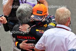 Race winner Max Verstappen (NLD) Red Bull Racing celebrates with Masashi Yamamoto (JPN) Honda Racing F1 Managing Director in parc ferme. 23.05.2021. Formula 1 World Championship, Rd 5, Monaco Grand Prix, Monte Carlo, Monaco, Race Day.