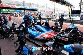 Fernando Alonso (ESP) Alpine F1 Team A521 makes a pit stop. 23.05.2021. Formula 1 World Championship, Rd 5, Monaco Grand Prix, Monte Carlo, Monaco, Race Day.
