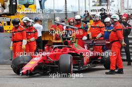 The Ferrari SF-21 of Charles Leclerc (MON) after he crashed out of qualifying. 22.05.2021. Formula 1 World Championship, Rd 5, Monaco Grand Prix, Monte Carlo, Monaco, Qualifying Day.