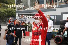 Charles Leclerc (MON) Ferrari celebrates his pole position in qualifying parc ferme. 22.05.2021. Formula 1 World Championship, Rd 5, Monaco Grand Prix, Monte Carlo, Monaco, Qualifying Day.