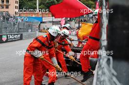 Marshals on the circuit after Charles Leclerc (MON) Ferrari SF-21 crashed during qualifying. 22.05.2021. Formula 1 World Championship, Rd 5, Monaco Grand Prix, Monte Carlo, Monaco, Qualifying Day.