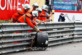 Marsdhals with an errant wheel after Mick Schumacher (GER) Haas VF-21 crashed in the third practice session. 22.05.2021. Formula 1 World Championship, Rd 5, Monaco Grand Prix, Monte Carlo, Monaco, Qualifying Day.