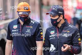 (L to R): Max Verstappen (NLD) Red Bull Racing with Sergio Perez (MEX) Red Bull Racing. 23.05.2021. Formula 1 World Championship, Rd 5, Monaco Grand Prix, Monte Carlo, Monaco, Race Day.