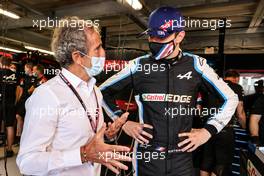 Esteban Ocon (FRA) Alpine F1 Team with Alain Prost (FRA) Alpine F1 Team Non-Executive Director. 20.05.2021. Formula 1 World Championship, Rd 5, Monaco Grand Prix, Monte Carlo, Monaco, Practice Day.