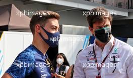 (L to R): George Russell (GBR) Williams Racing with Toto Wolff (GER) Mercedes AMG F1 Shareholder and Executive Director. 05.11.2021. Formula 1 World Championship, Rd 18, Mexican Grand Prix, Mexico City, Mexico, Practice Day.