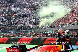 1st place Max Verstappen (NLD) Red Bull Racing RB16B and Sergio Perez (MEX) Red Bull Racing RB16B. 07.11.2021. Formula 1 World Championship, Rd 18, Mexican Grand Prix, Mexico City, Mexico, Race Day.