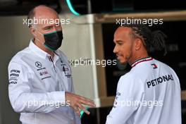 (L to R): Evan Short (GBR) Mercedes AMG F1 Head of Trackside Electronics Systems with Lewis Hamilton (GBR) Mercedes AMG F1. 04.11.2021. Formula 1 World Championship, Rd 18, Mexican Grand Prix, Mexico City, Mexico, Preparation Day.