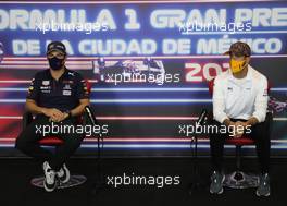 (L to R): Sergio Perez (MEX) Red Bull Racing and George Russell (GBR) Williams Racing in the FIA Press Conference. 04.11.2021. Formula 1 World Championship, Rd 18, Mexican Grand Prix, Mexico City, Mexico, Preparation Day.